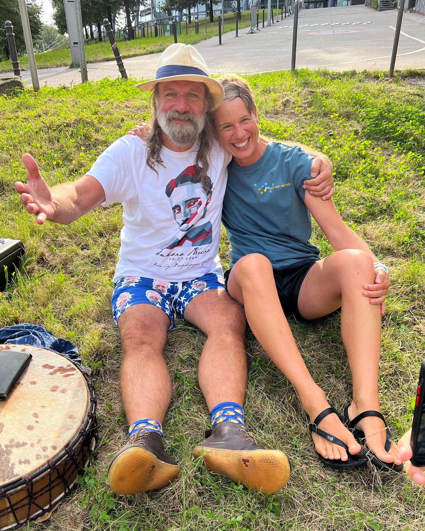 Katja with a participant outdoors