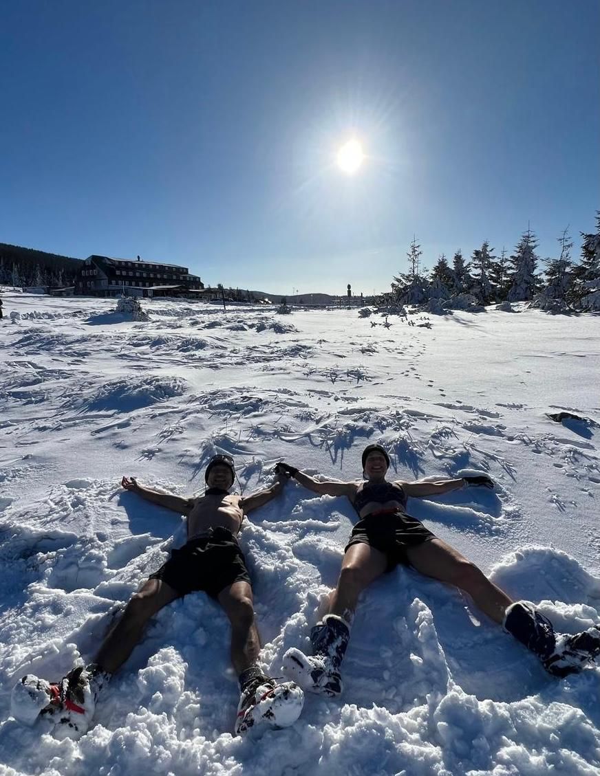 Snow angels in the mountains